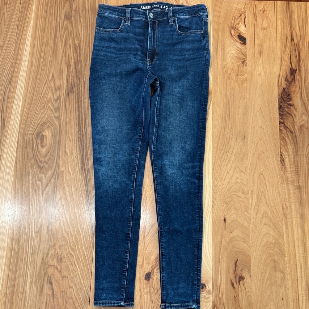 American Eagle Outfitters Dark Blue Super High Rise Skinny Jeans